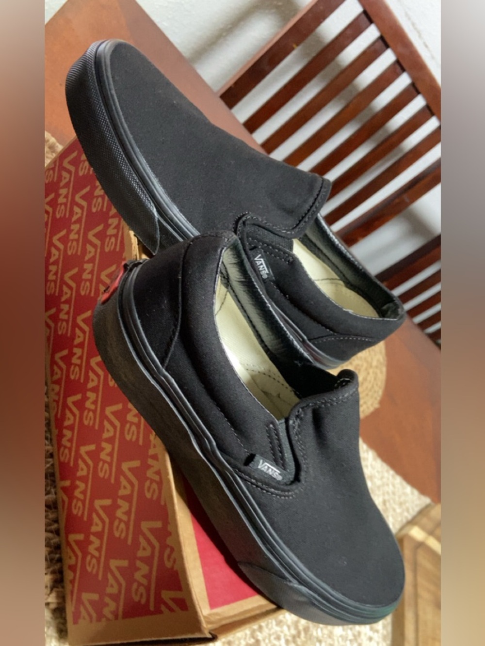 Vans Black Canvas Slip-On Loafers